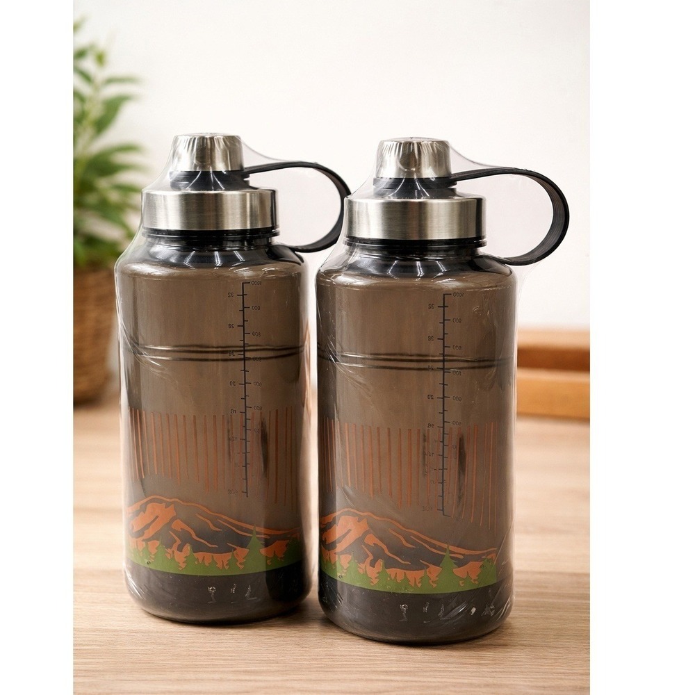 Ozark Trail 32 oz Water Bottle Black Tritan BPA Free 2 Pack Camping